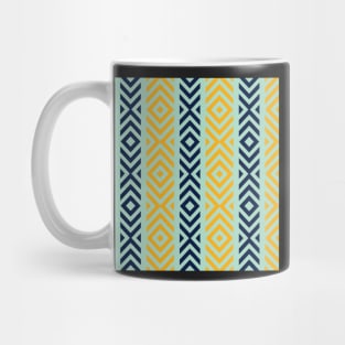 Navy, Teal, and Tangerine Diamond Tribal Stripe Pattern Mug